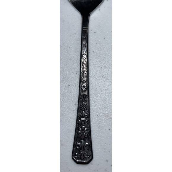 Interpur FLORENZ Stainless 1 Petal Black Textured Spoon ~6.5” - Picture 3 of 7